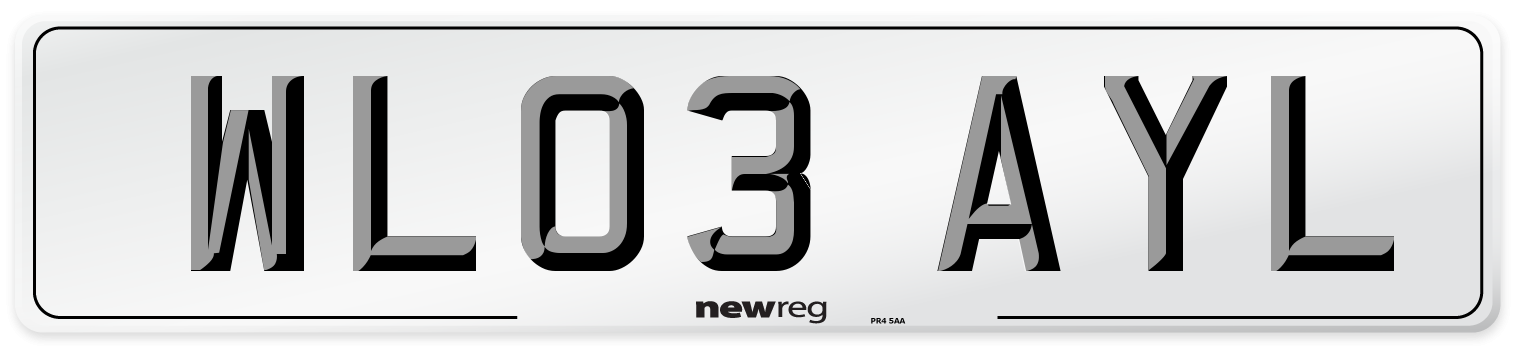WL03 AYL Number Plate from New Reg
